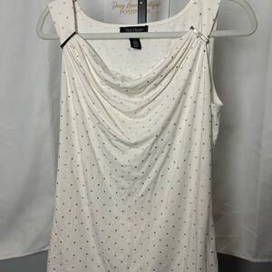 White House Black Market White Draped Sleeveless Tank with Stud Detail